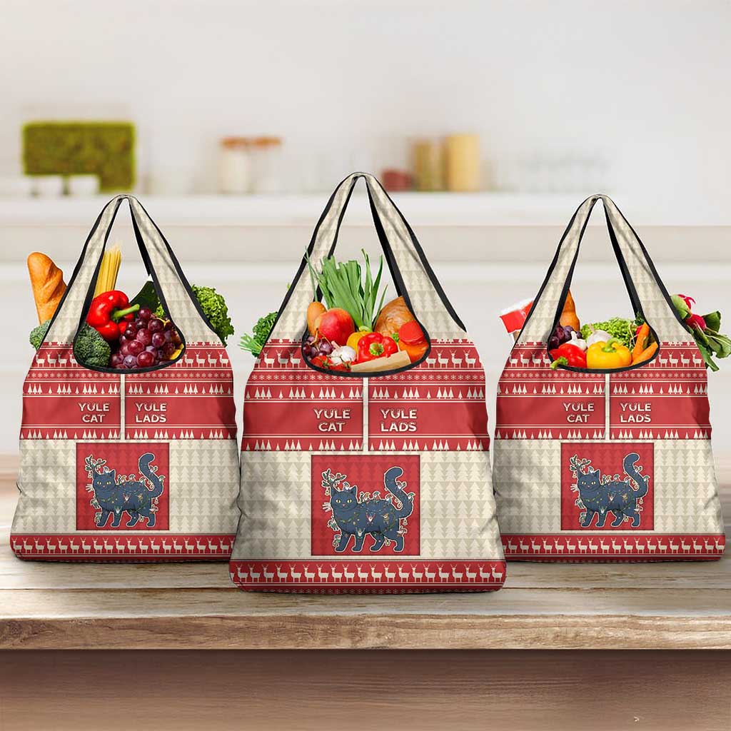 Yule Cat And Yule Lads Grocery Bag Cute Retro Style - Wonder Print Shop