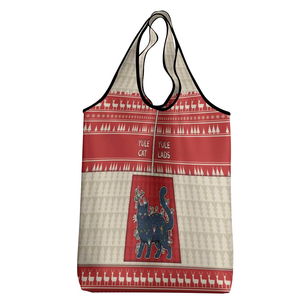 Yule Cat And Yule Lads Grocery Bag Cute Retro Style - Wonder Print Shop