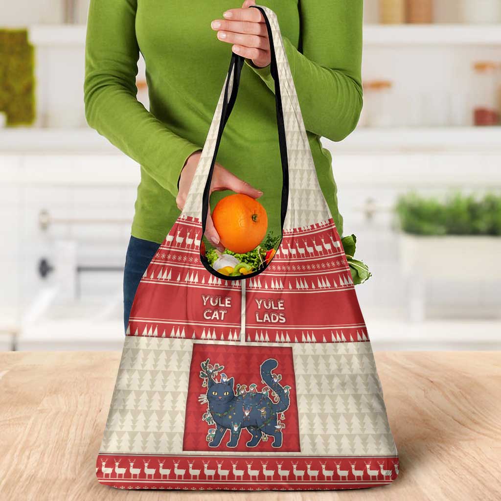 Yule Cat And Yule Lads Grocery Bag Cute Retro Style - Wonder Print Shop