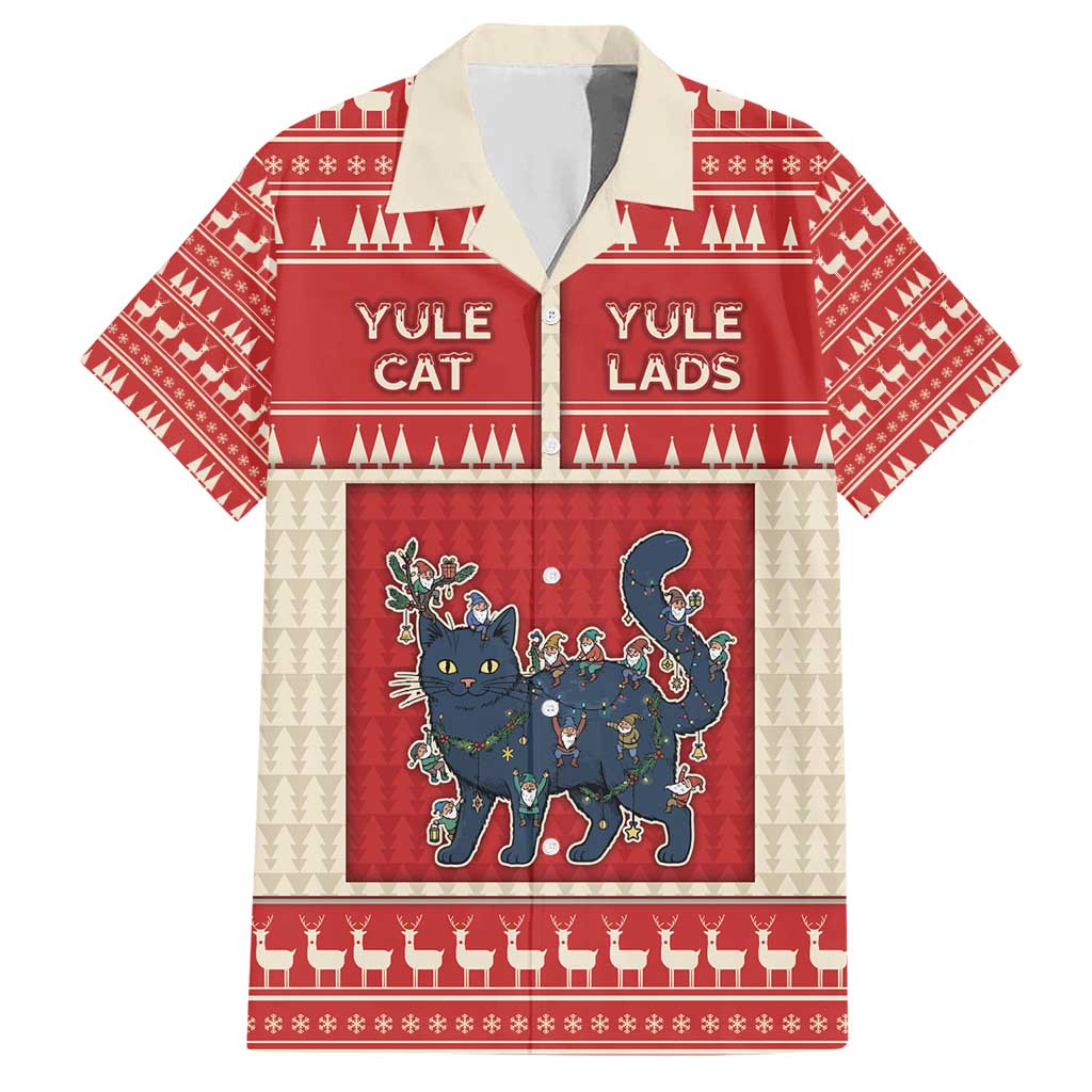 Yule Cat And Yule Lads Hawaiian Shirt Cute Retro Style - Wonder Print Shop