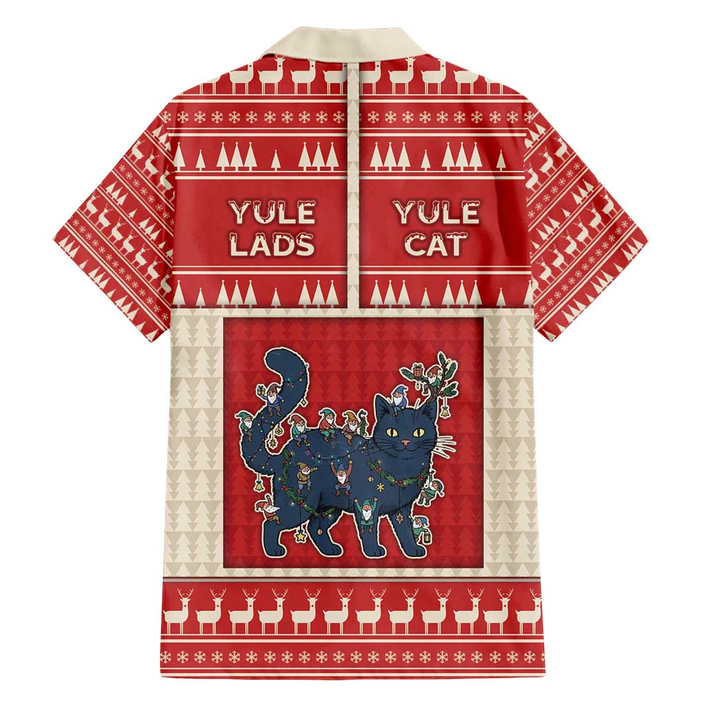 Yule Cat And Yule Lads Hawaiian Shirt Cute Retro Style - Wonder Print Shop