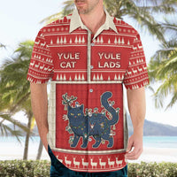 Yule Cat And Yule Lads Hawaiian Shirt Cute Retro Style - Wonder Print Shop