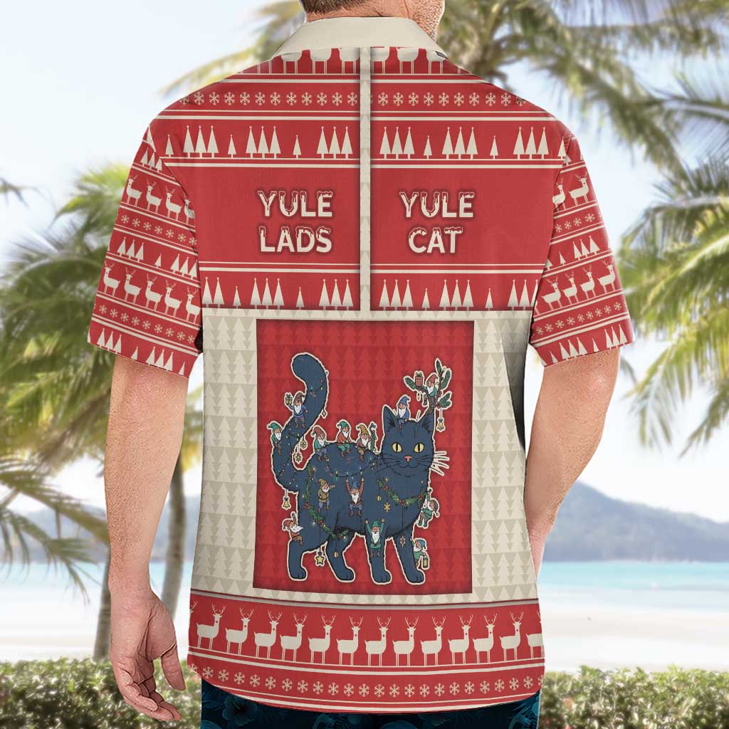 Yule Cat And Yule Lads Hawaiian Shirt Cute Retro Style - Wonder Print Shop