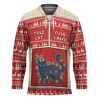 Yule Cat And Yule Lads Hockey Jersey Cute Retro Style - Wonder Print Shop