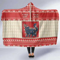 Yule Cat And Yule Lads Hooded Blanket Cute Retro Style - Wonder Print Shop