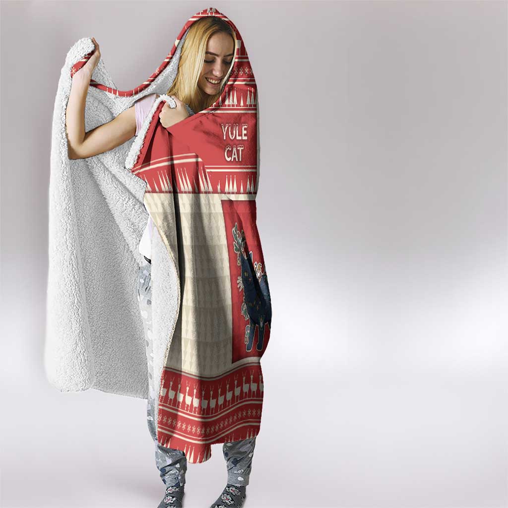 Yule Cat And Yule Lads Hooded Blanket Cute Retro Style - Wonder Print Shop