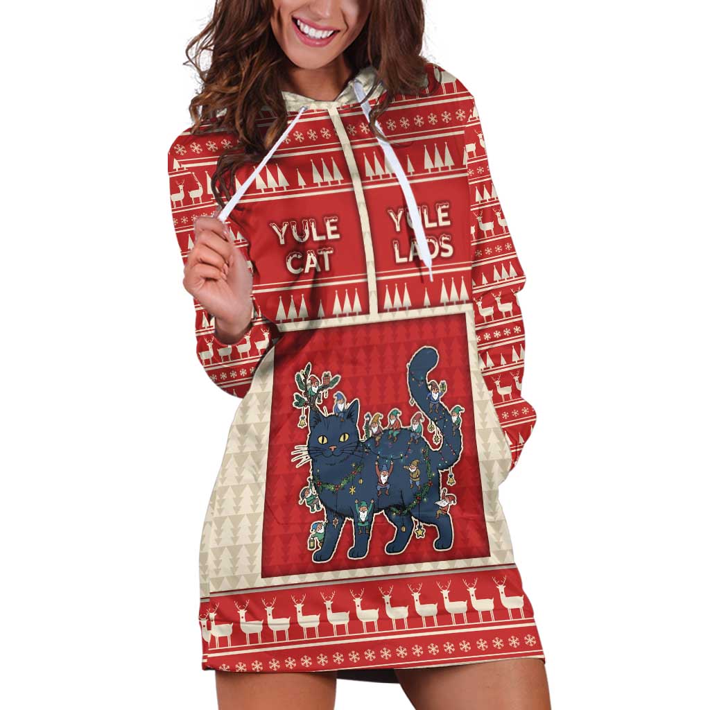 Yule Cat And Yule Lads Hoodie Dress Cute Retro Style - Wonder Print Shop