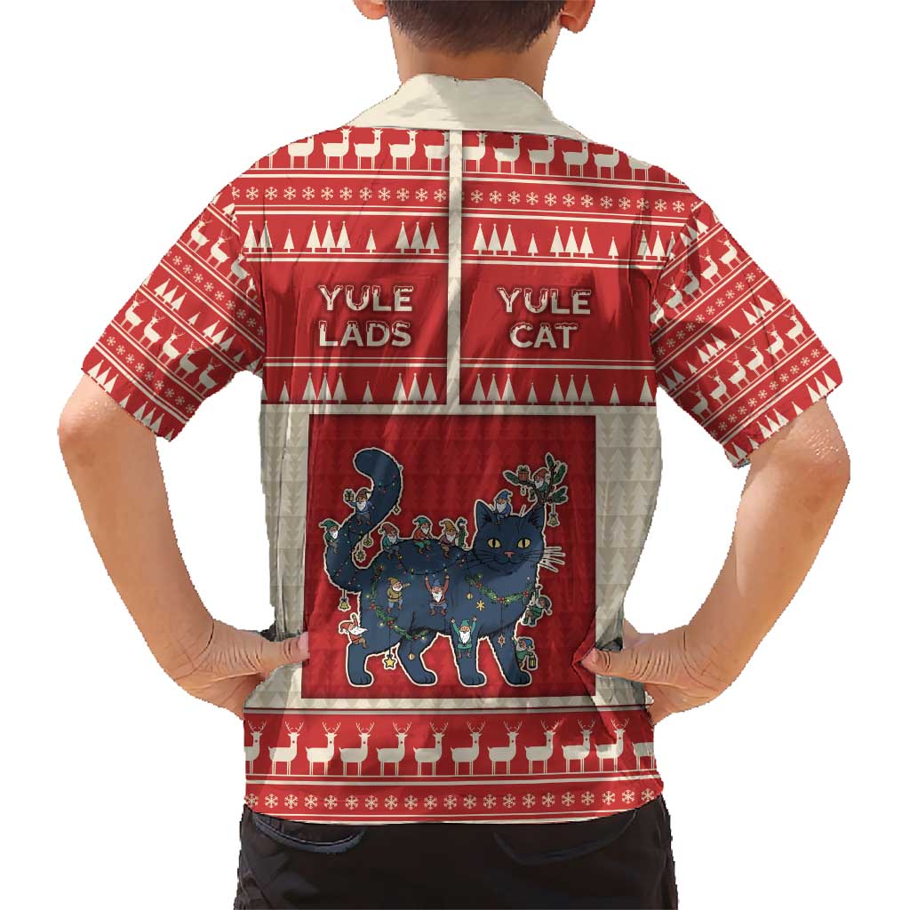 Yule Cat And Yule Lads Kid Hawaiian Shirt Cute Retro Style - Wonder Print Shop