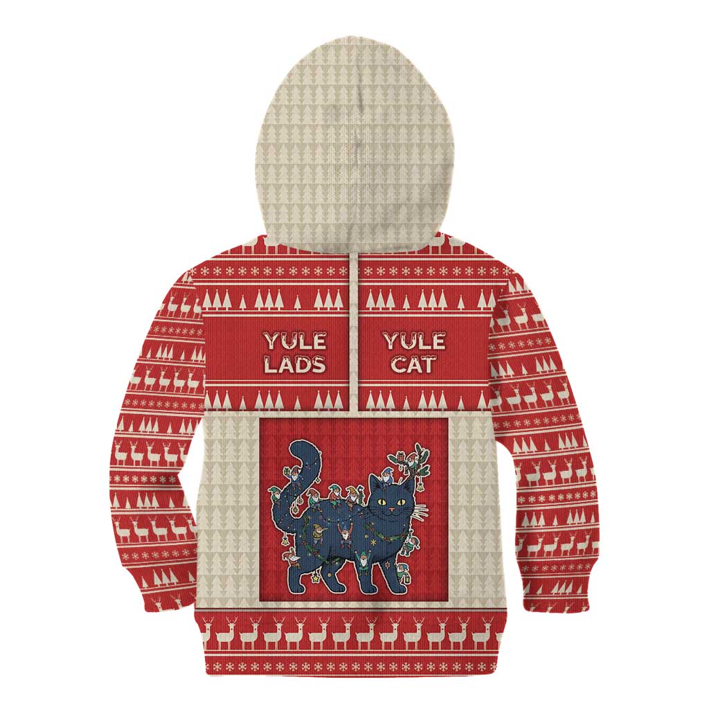Yule Cat And Yule Lads Kid Hoodie Cute Retro Style - Wonder Print Shop
