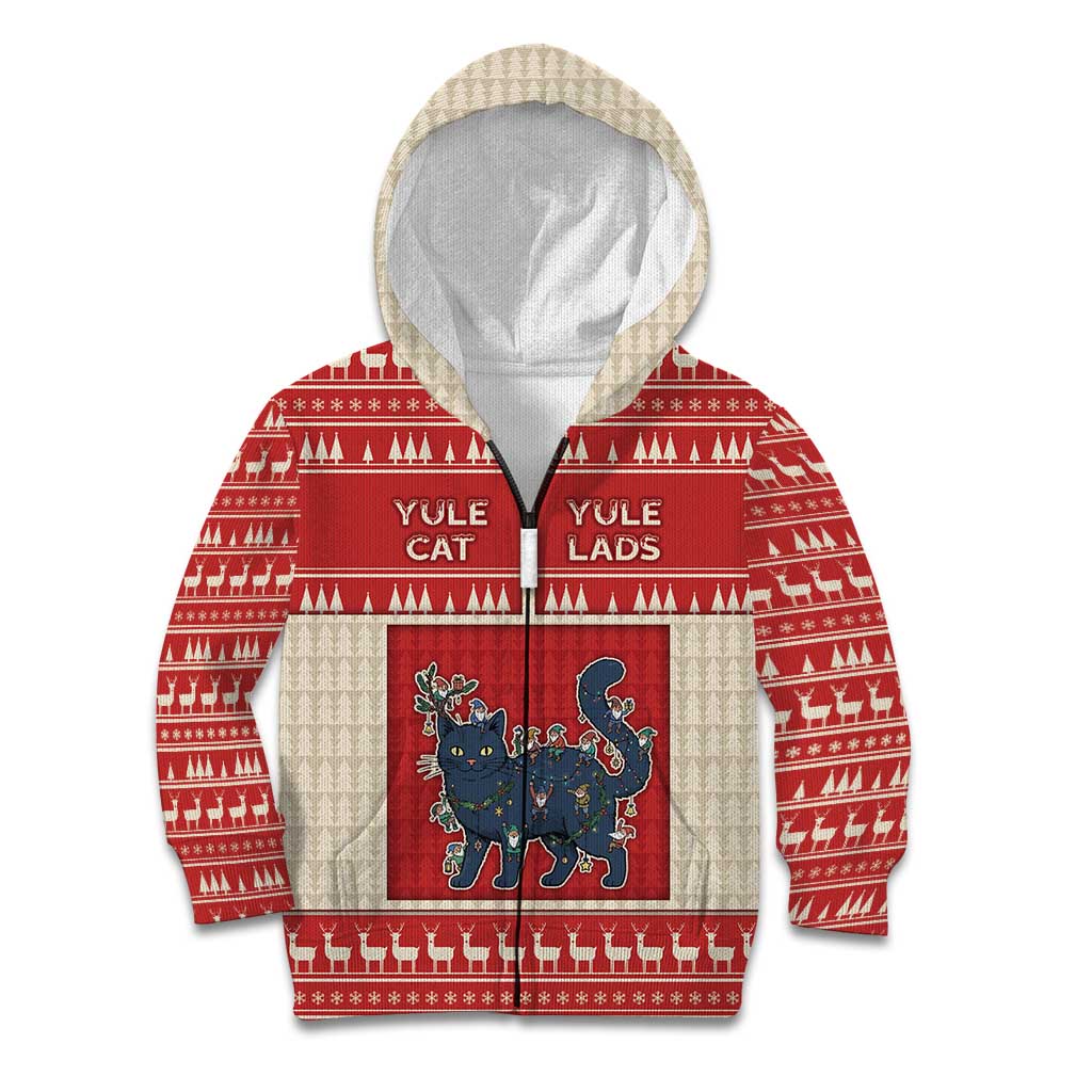 Yule Cat And Yule Lads Kid Hoodie Cute Retro Style - Wonder Print Shop