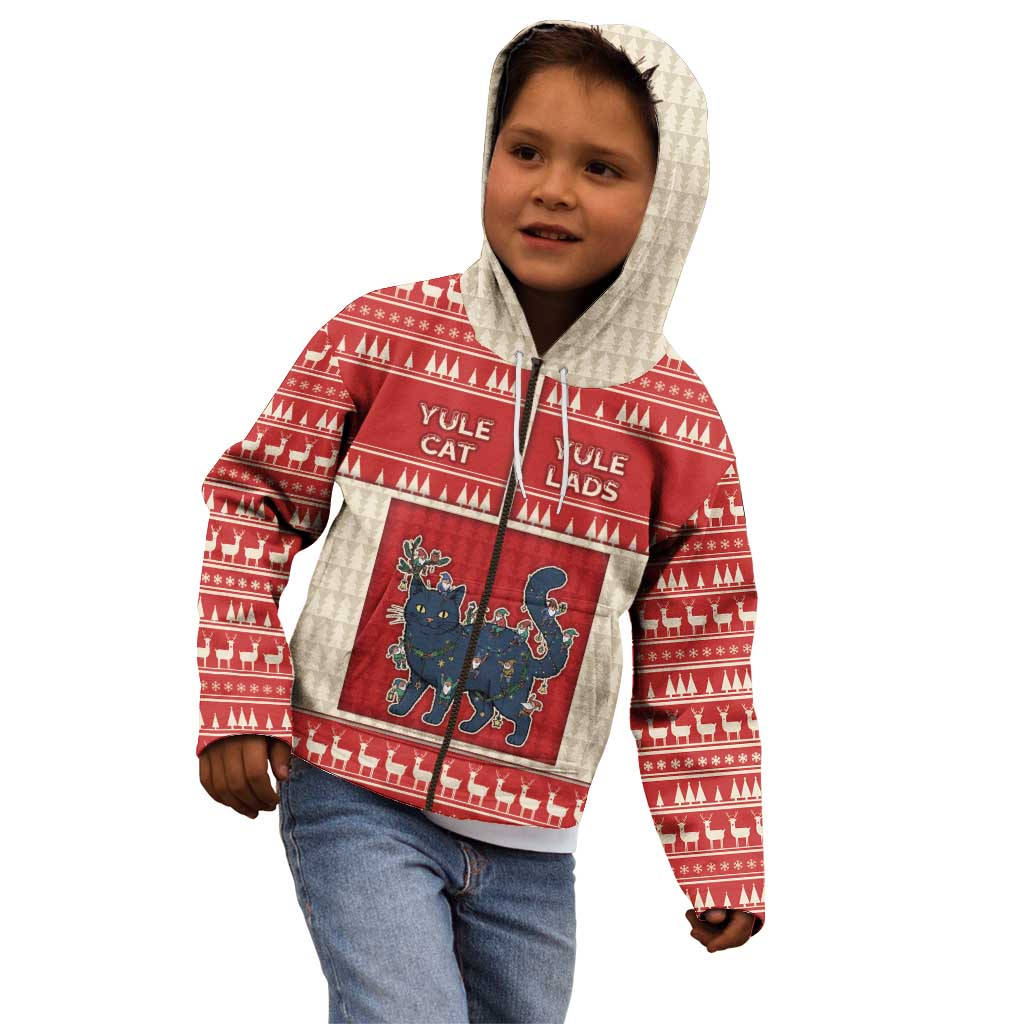 Yule Cat And Yule Lads Kid Hoodie Cute Retro Style - Wonder Print Shop