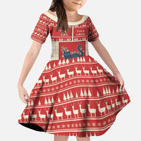 Yule Cat And Yule Lads Kid Short Sleeve Dress Cute Retro Style - Wonder Print Shop