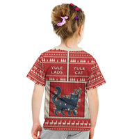 Yule Cat And Yule Lads Kid T Shirt Cute Retro Style - Wonder Print Shop