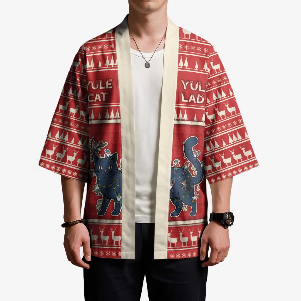 Yule Cat And Yule Lads Kimono Cute Retro Style - Wonder Print Shop