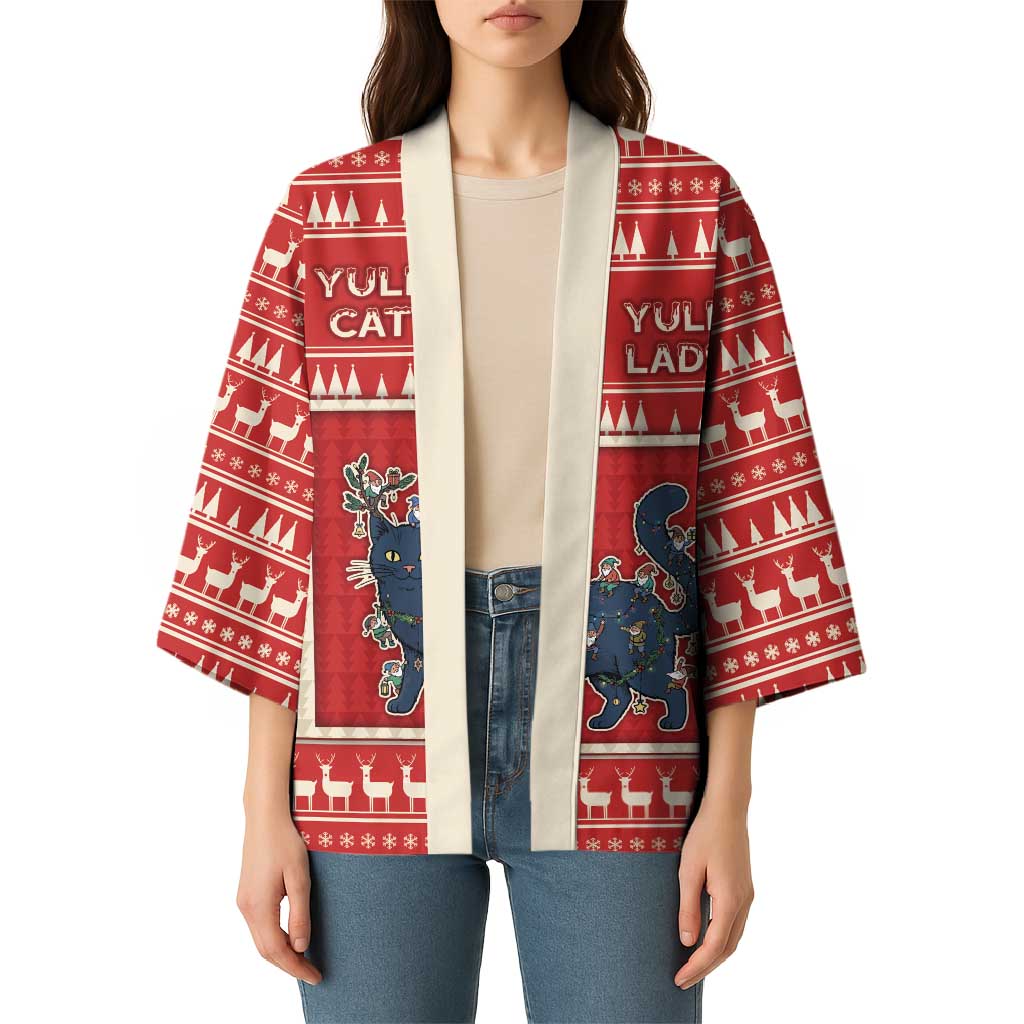 Yule Cat And Yule Lads Kimono Cute Retro Style - Wonder Print Shop