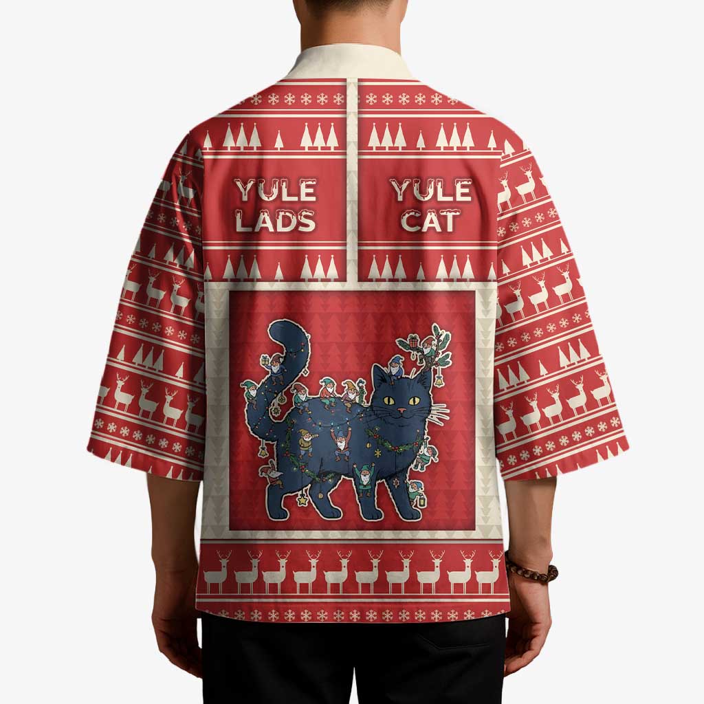 Yule Cat And Yule Lads Kimono Cute Retro Style - Wonder Print Shop
