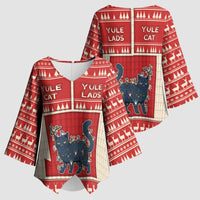 Yule Cat And Yule Lads Kimono Sleeve Blouse Cute Retro Style - Wonder Print Shop
