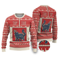 Yule Cat And Yule Lads Ugly Christmas Sweater Cute Retro Style - Wonder Print Shop