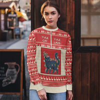 Yule Cat And Yule Lads Ugly Christmas Sweater Cute Retro Style - Wonder Print Shop