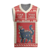 Yule Cat And Yule Lads Christmas Knitted V-Neck Vest Cute Retro Style - Wonder Print Shop