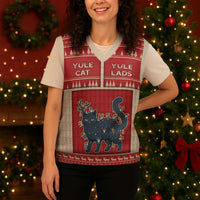 Yule Cat And Yule Lads Christmas Knitted V-Neck Vest Cute Retro Style - Wonder Print Shop