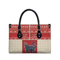 Yule Cat And Yule Lads Leather Bag Cute Retro Style - Wonder Print Shop
