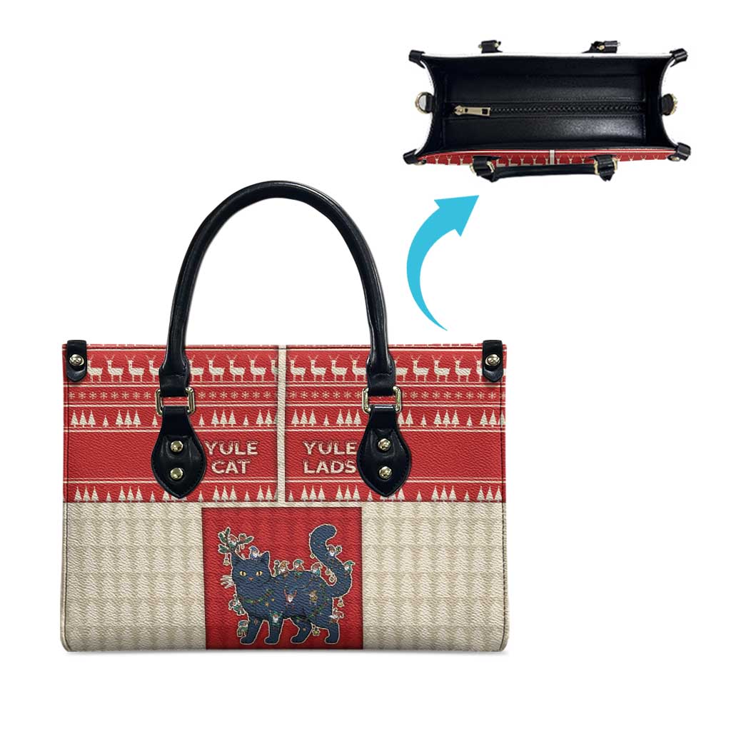 Yule Cat And Yule Lads Leather Bag Cute Retro Style - Wonder Print Shop
