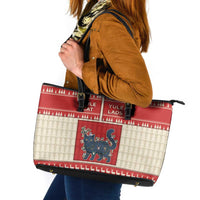 Yule Cat And Yule Lads Leather Tote Bag Cute Retro Style - Wonder Print Shop