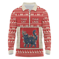 Yule Cat And Yule Lads Long Sleeve Polo Shirt Cute Retro Style - Wonder Print Shop