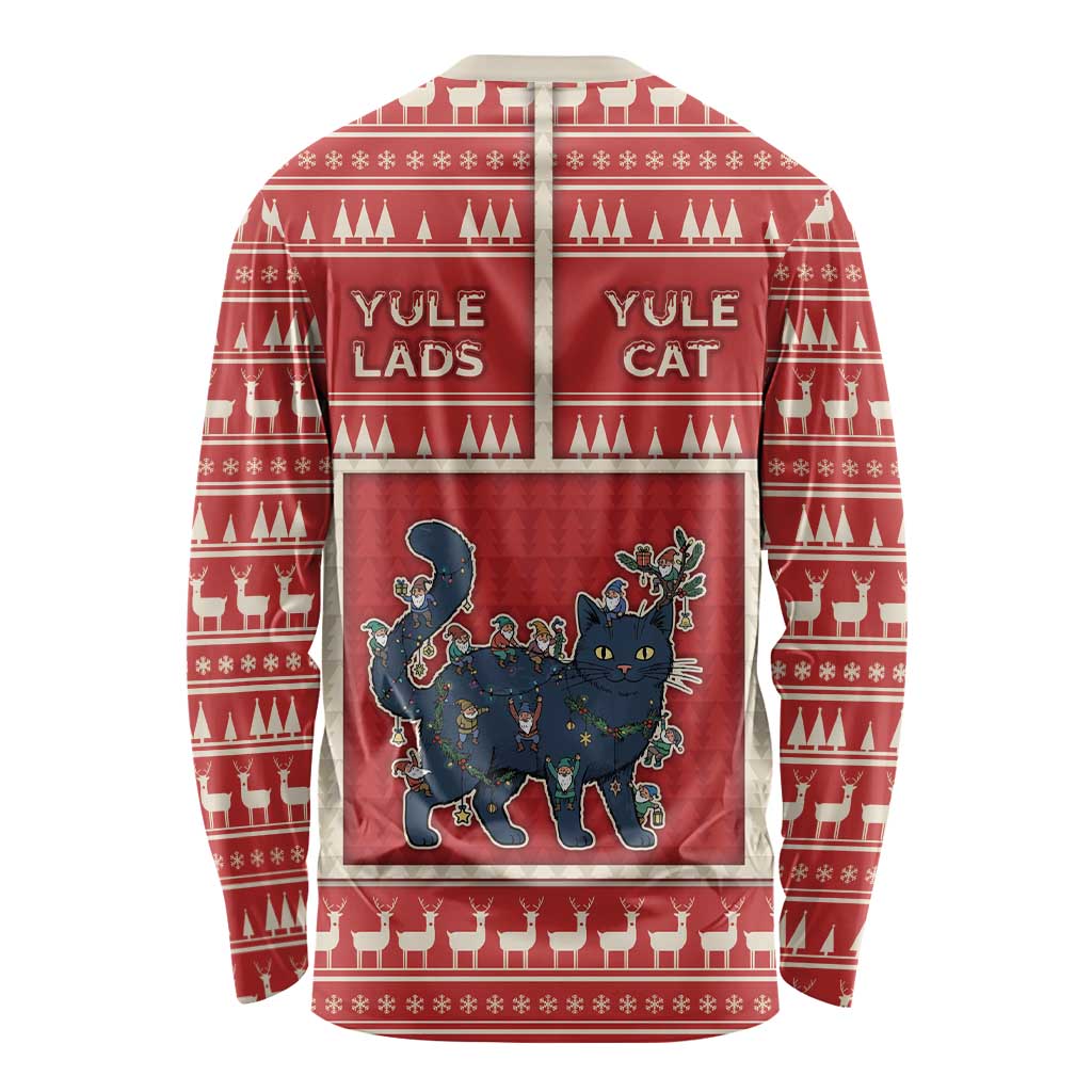 Yule Cat And Yule Lads Long Sleeve Shirt Cute Retro Style - Wonder Print Shop