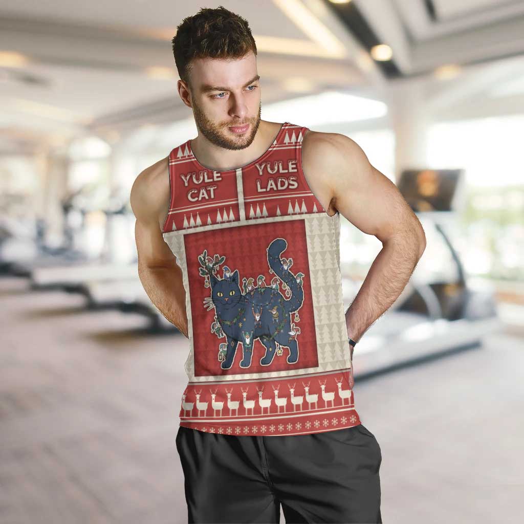 Yule Cat And Yule Lads Men Tank Top Cute Retro Style - Wonder Print Shop