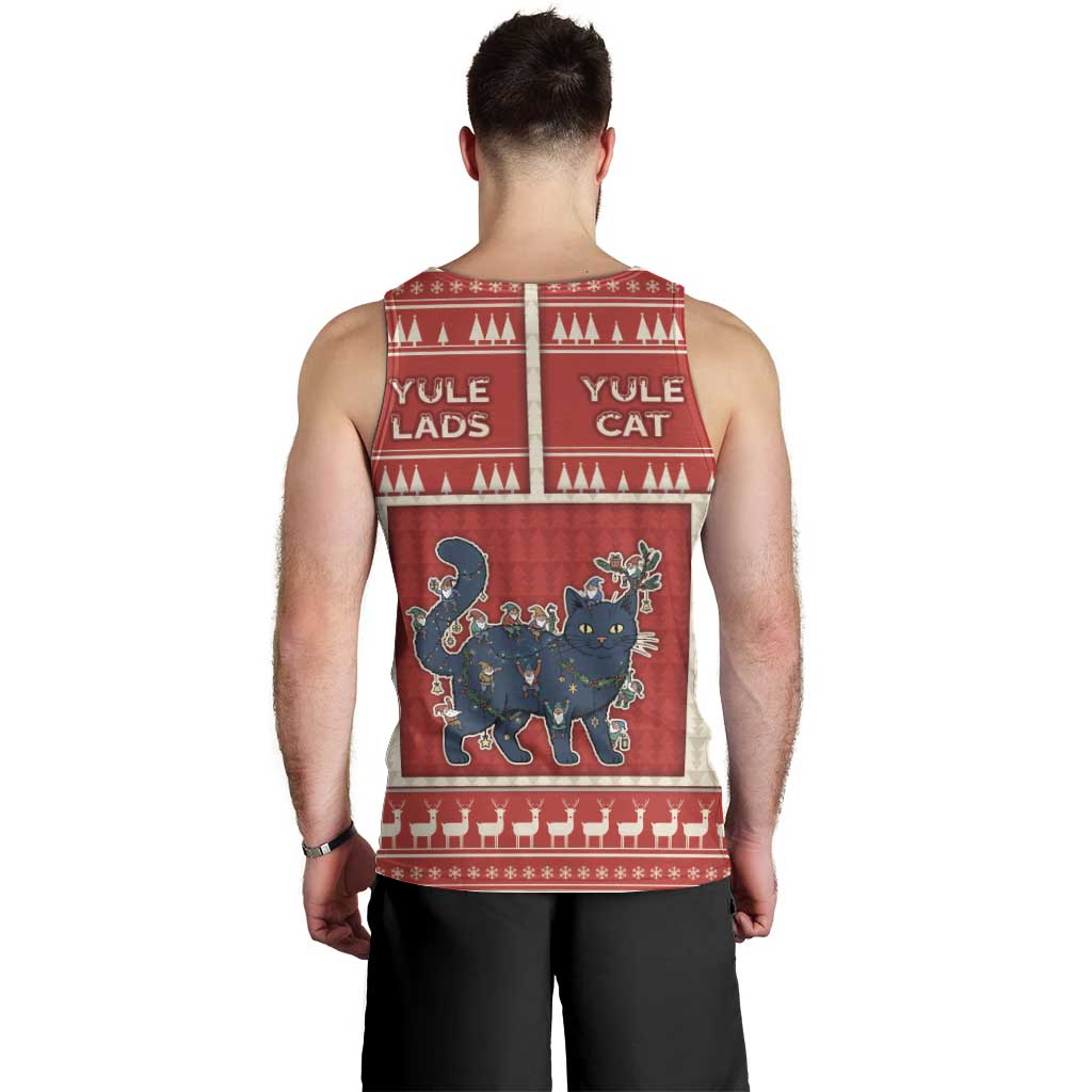 Yule Cat And Yule Lads Men Tank Top Cute Retro Style - Wonder Print Shop
