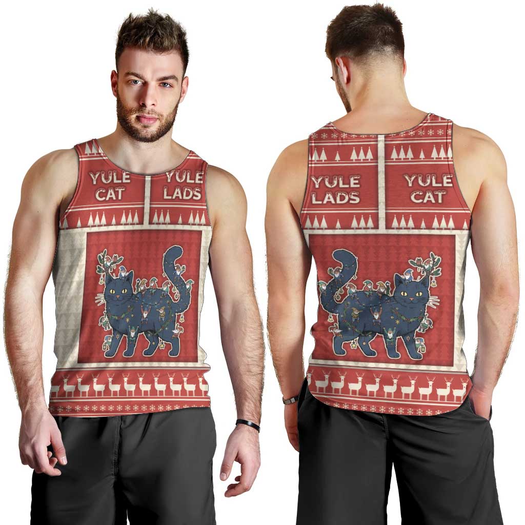 Yule Cat And Yule Lads Men Tank Top Cute Retro Style - Wonder Print Shop