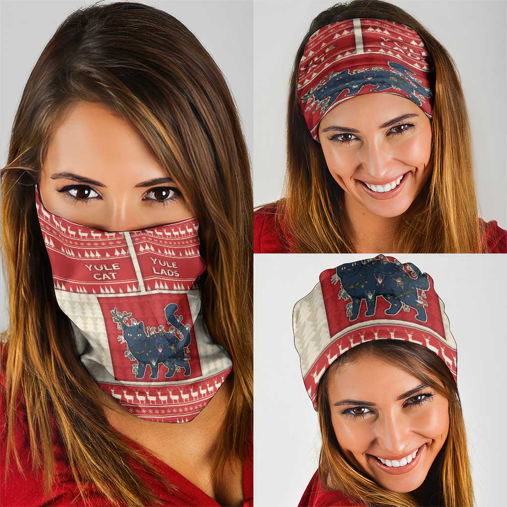 Yule Cat And Yule Lads Neck Gaiter Cute Retro Style - Wonder Print Shop