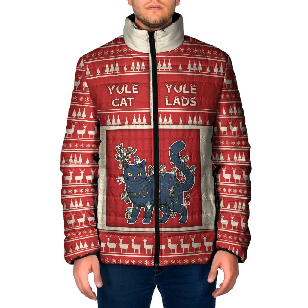 Yule Cat And Yule Lads Padded Jacket Cute Retro Style - Wonder Print Shop