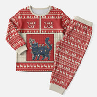 Yule Cat And Yule Lads Christmas Pajama Set Cute Retro Style - Wonder Print Shop