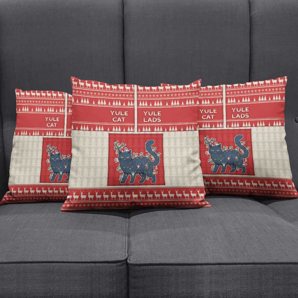 Yule Cat And Yule Lads Pillow Cover Cute Retro Style - Wonder Print Shop