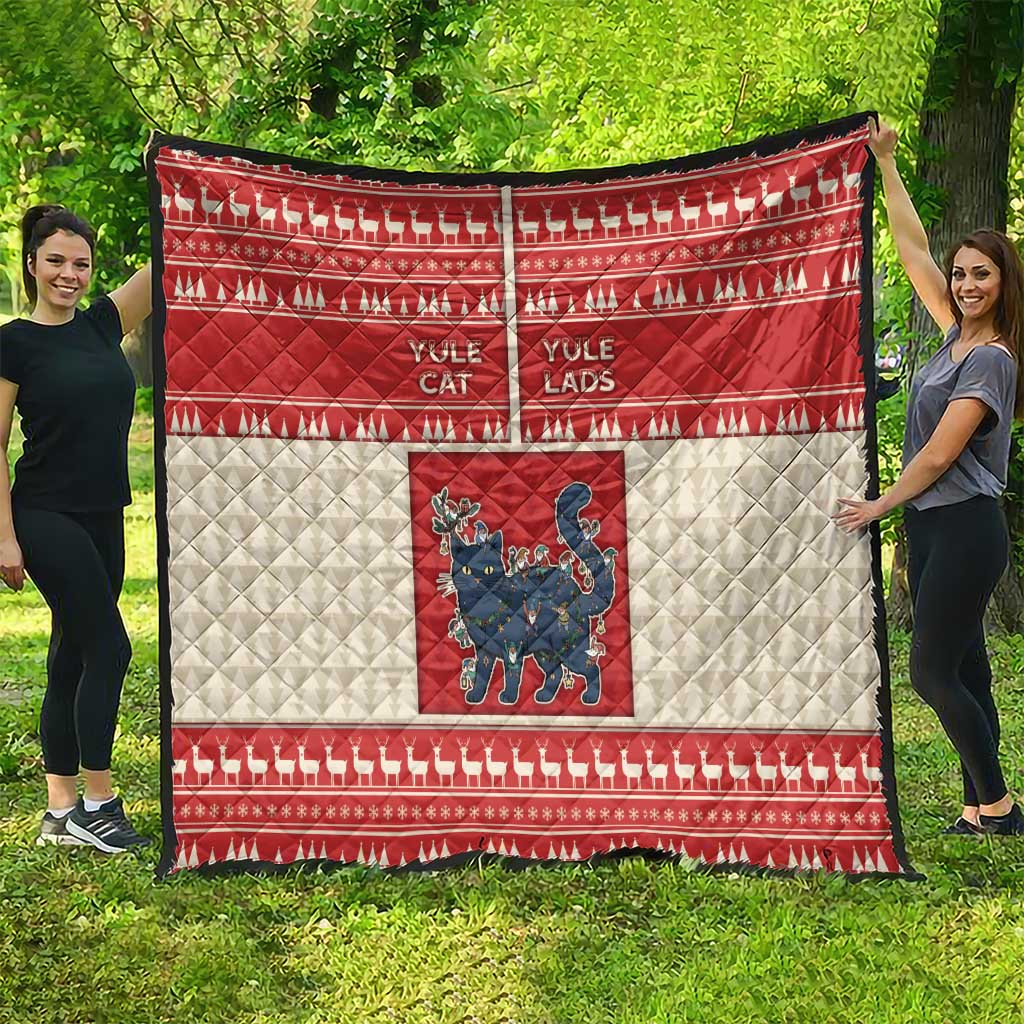 Yule Cat And Yule Lads Quilt Cute Retro Style - Wonder Print Shop