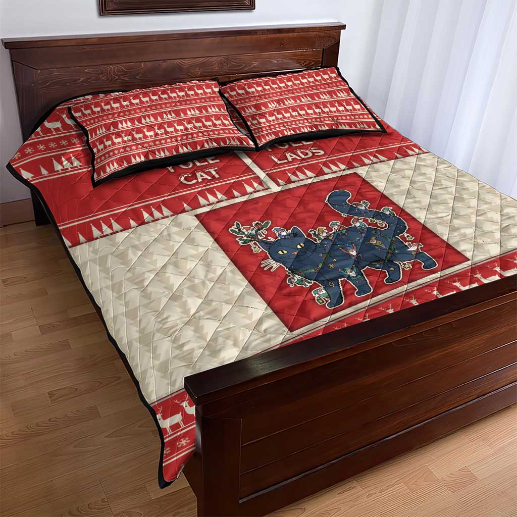 Yule Cat And Yule Lads Quilt Bed Set Cute Retro Style - Wonder Print Shop