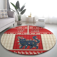 Yule Cat And Yule Lads Round Carpet Cute Retro Style - Wonder Print Shop