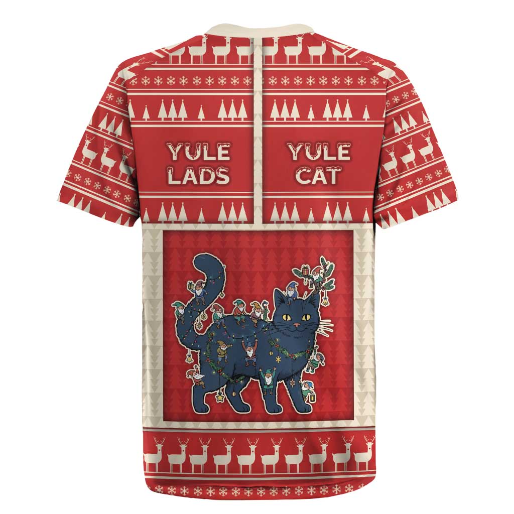 Yule Cat And Yule Lads Rugby Jersey Cute Retro Style - Wonder Print Shop