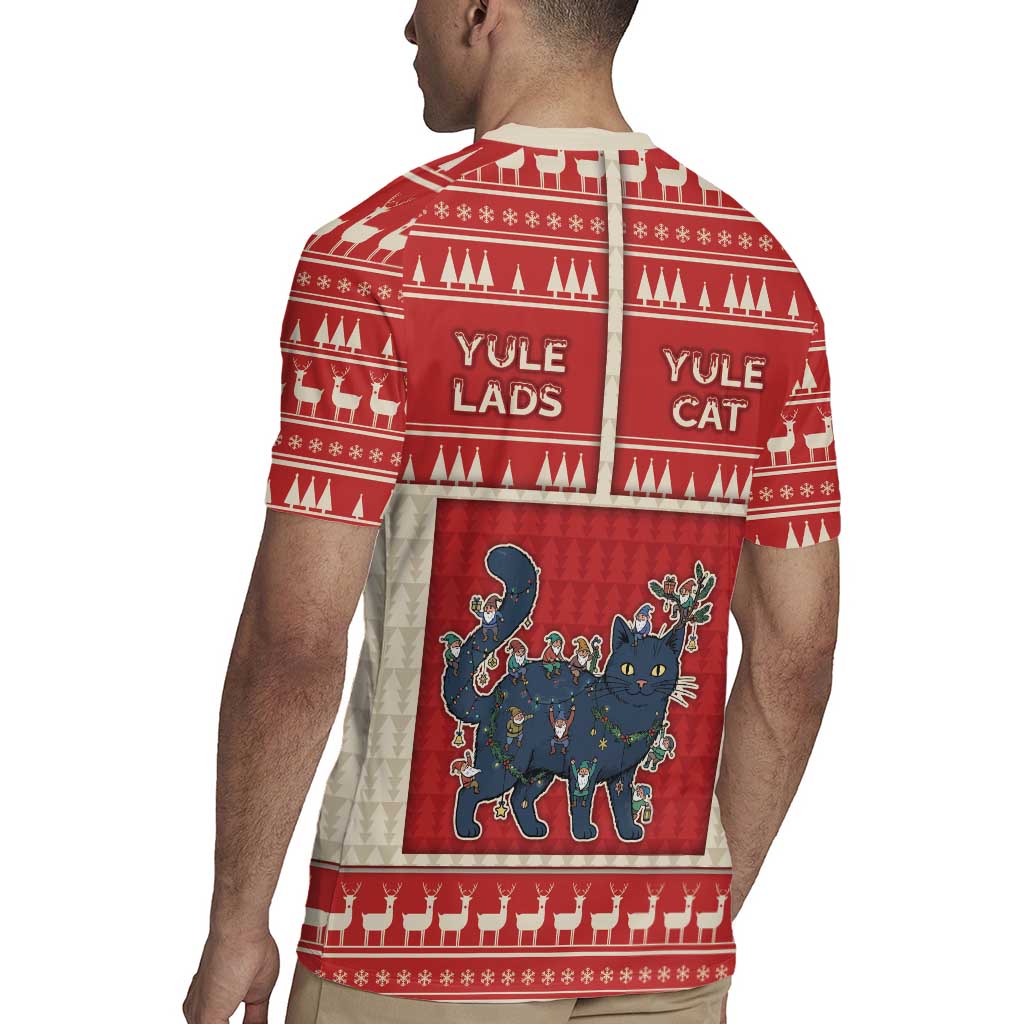 Yule Cat And Yule Lads Rugby Jersey Cute Retro Style - Wonder Print Shop