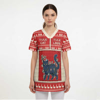 Yule Cat And Yule Lads Scrub Top Cute Retro Style - Wonder Print Shop