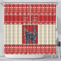 Yule Cat And Yule Lads Shower Curtain Cute Retro Style - Wonder Print Shop