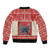Yule Cat And Yule Lads Sleeve Zip Bomber Jacket Cute Retro Style - Wonder Print Shop