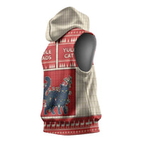 Yule Cat And Yule Lads Sleeveless Hoodie Cute Retro Style - Wonder Print Shop