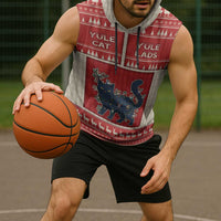 Yule Cat And Yule Lads Sleeveless Hoodie Cute Retro Style - Wonder Print Shop