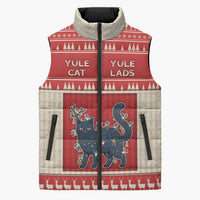 Yule Cat And Yule Lads Sleeveless Puffer Jacket Cute Retro Style - Wonder Print Shop