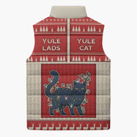 Yule Cat And Yule Lads Sleeveless Puffer Jacket Cute Retro Style - Wonder Print Shop