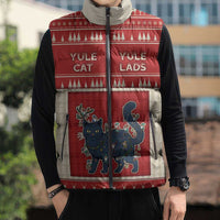 Yule Cat And Yule Lads Sleeveless Puffer Jacket Cute Retro Style - Wonder Print Shop